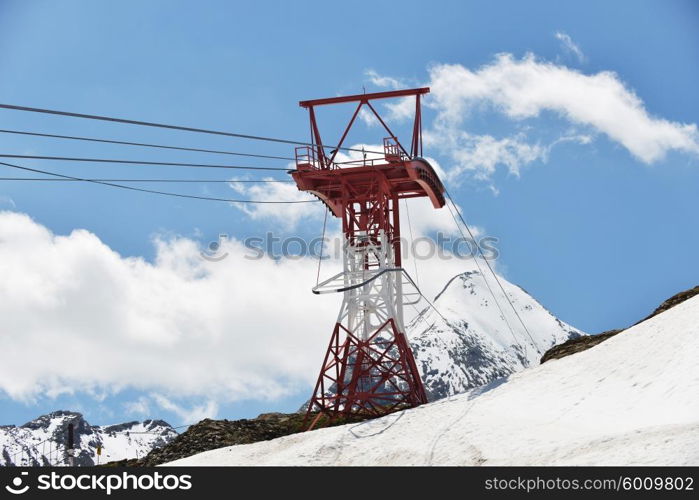 Cableway at mountains, ski resort