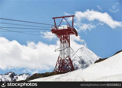 Cableway at mountains, ski resort