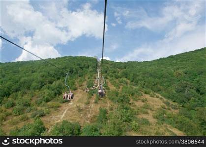 cableway that goes the mountain in summer.genlendzhik Russia