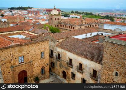 Caceres monumental aerial city in Extremadura of spain