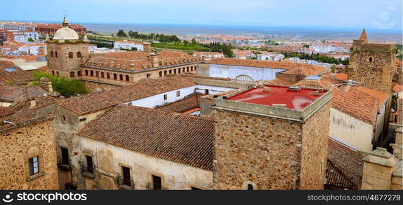 Caceres monumental aerial city in Extremadura of spain