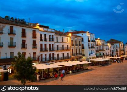 Caceres Plaza Mayor square at sunset in Extremadura of Spain