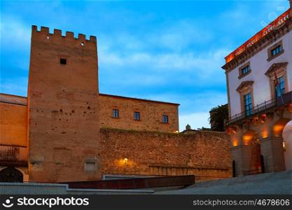 Caceres Plaza Mayor square Torre de la Hierba tower in Extremadura of Spain