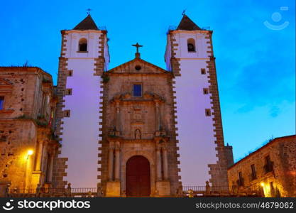 Caceres San Francisco Javier church sunset in Spain Extremadura