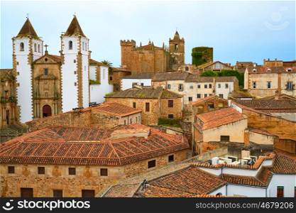 Caceres skyline San Francisco Javier church in Spain Extremadura