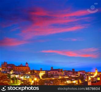 Caceres sunset skyline in Extremadura of Spain by Via de la Plata way