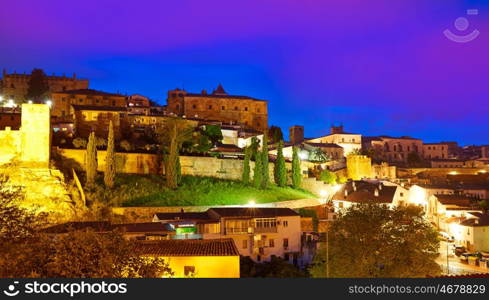 Caceres sunset skyline in Extremadura of Spain by Via de la Plata way