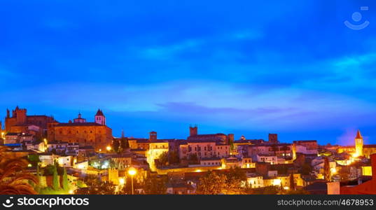 Caceres sunset skyline in Extremadura of Spain by Via de la Plata way