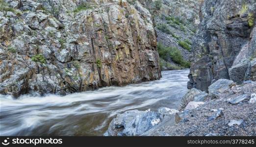 Cache la Poudre River at Little Narrows near Fort Collins, Colorado - springtime flow