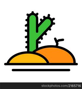 Cactus in desert icon. Outline cactus in desert vector icon color flat isolated. Cactus in desert icon color outline vector
