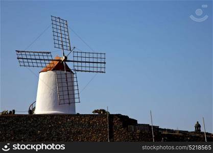 cactus windmills in isle of lanzarote africa spain and the sky