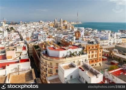 Cadiz. Aerial view of the city.. Aerial view of the city from the observation tower. Cadiz. Andalusia.