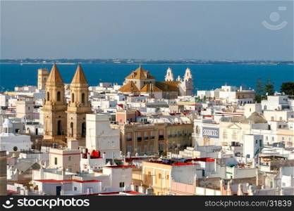 Cadiz. Aerial view of the city.. Aerial view of the city from the observation tower. Cadiz. Andalusia.