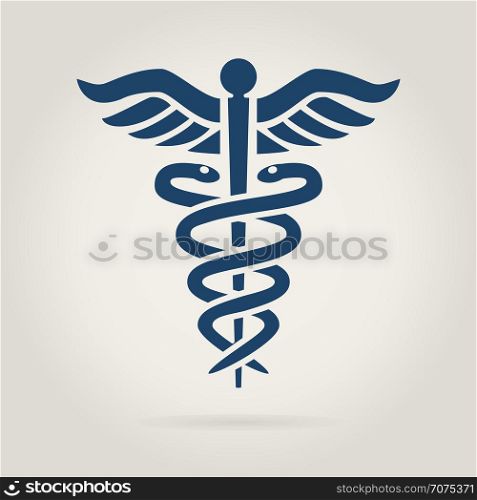 caduceus medical symbol in dark blue color