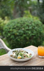 caesar salad appetizer on wooden background