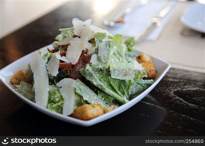 Caesar salad in close up