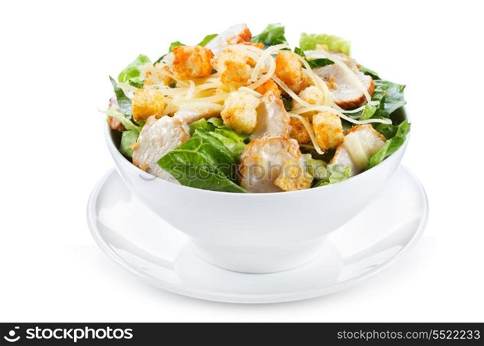 Caesar salad on white background