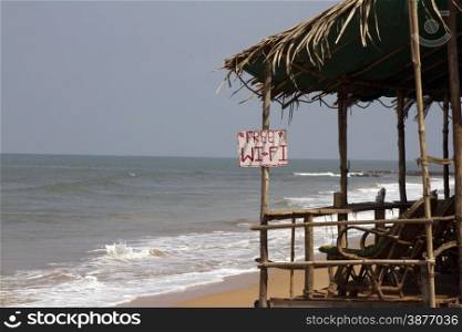 Cafe on a beach free WIFI India Goa.