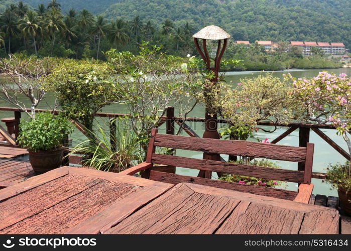 Cafe on the veranda in the fishing village of Bang Bao tropical island . Cafe on the veranda in the fishing village of Bang Bao tropical island of Koh Chang