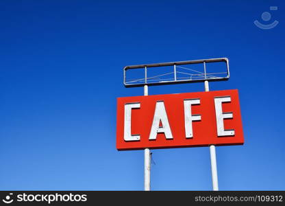 Cafe sign along historic Route 66 in Texas