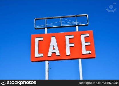 Cafe sign along historic Route 66 in Texas