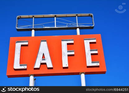 Cafe sign along historic Route 66 in Texas