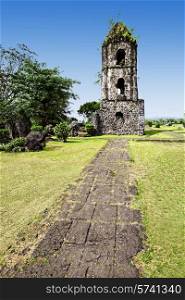 Cagsawa Ruins are the remnants of an 18th century Franciscan church, built in 1724 and destroyed by the 1814 eruption of the Mayon Volcano.