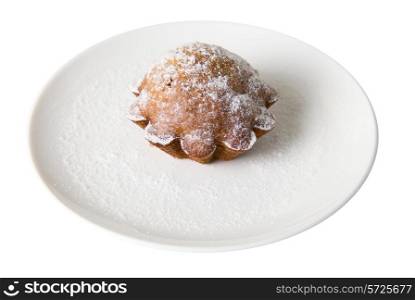 Cake at plate on white background.