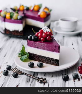 Cake Berry breeze on white plate