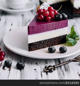 Cake Berry breeze on white plate