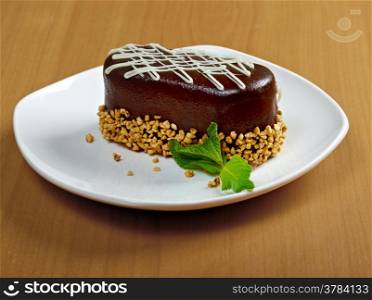 cake chocolate on a white plate