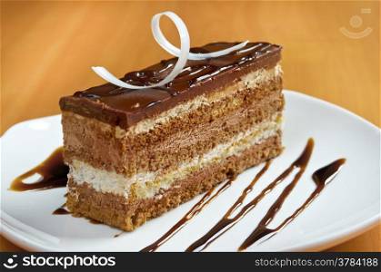 cake chocolate on a white plate