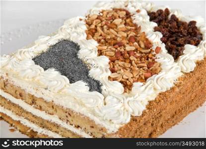 cake closeup with berry isolated on a white