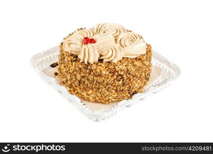 cake closeup with berry isolated on a white