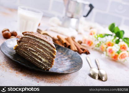 cake from pancakes with cream, stock photo