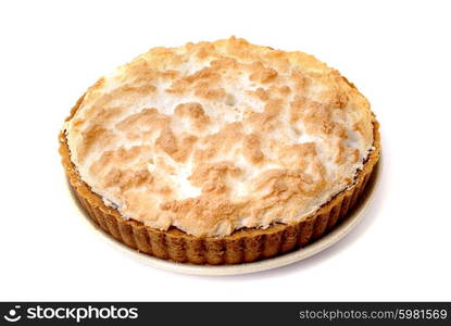 cake in a plate in a white background