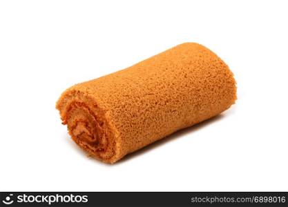cake roll coffee flavored isolated on white background