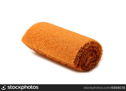 cake roll coffee flavored isolated on white background