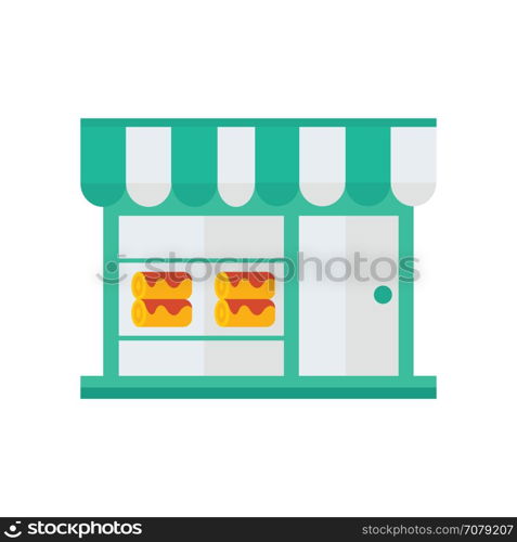 cake roll Shop icon green, orange color