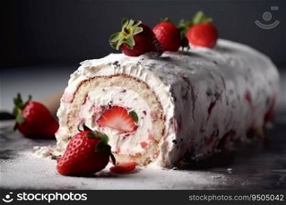 Cake roll strawberries. Dish dessert. Generate Ai. Cake roll strawberries. Generate Ai