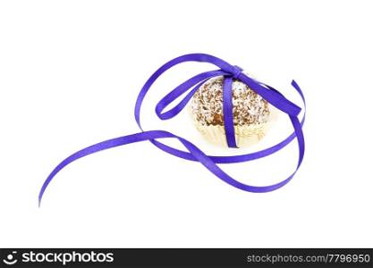 cake topped with coconut bandaged tape isolated on white