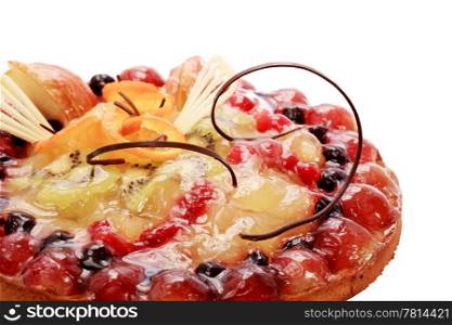Cake with berries on the white background
