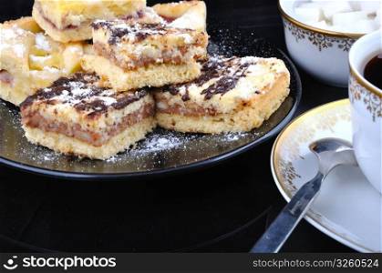 Cake with cup of coffee