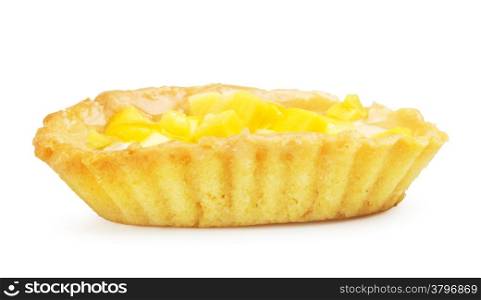 cake with fresh pineapple, isolated on white
