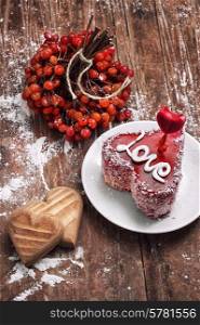 cake with fruit filling in the shape of heart