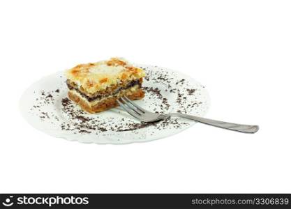 Cake with poppy seed isolated on white