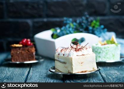 Cakes on a table, a variety of cakes