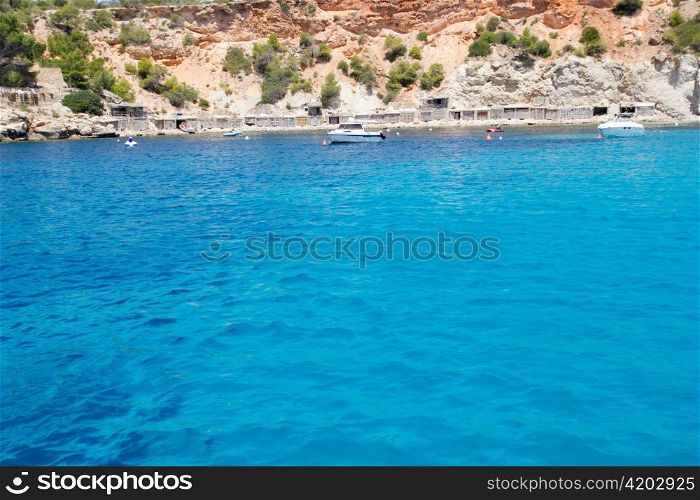 Cala d Hort beach Ibiza island in Balearic Mediterranean Sa Talaia
