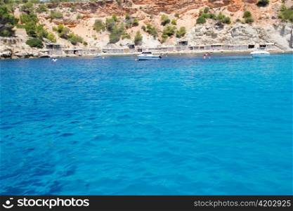 Cala d Hort beach Ibiza island in Balearic Mediterranean Sa Talaia