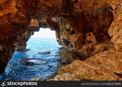 Cala del Moraig beach caves in Benitatxell of Alicante in Spain